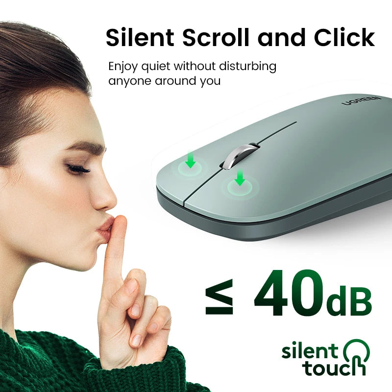 UGREEN Slank trådløs mus Bluetooth 2.4G 4000 DPI Stilleklikk for MacBook Pro M1 M2 iPad Nettbrett Datamaskin Bærbar PC