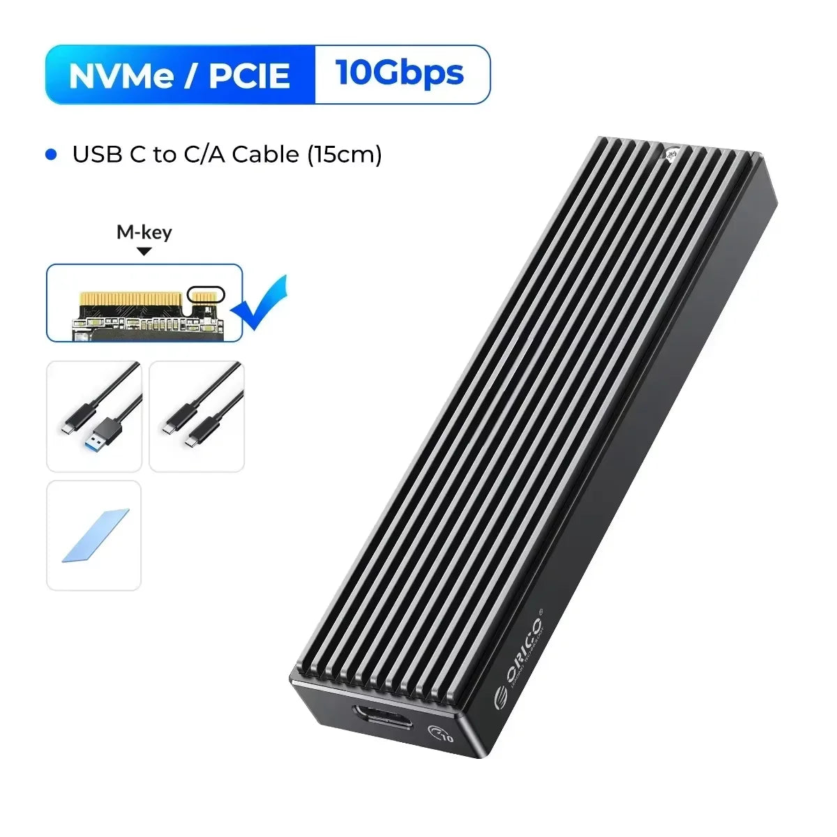 ORICO M.2 NVMe SSD-kabinett – USB-C 10 Gbps