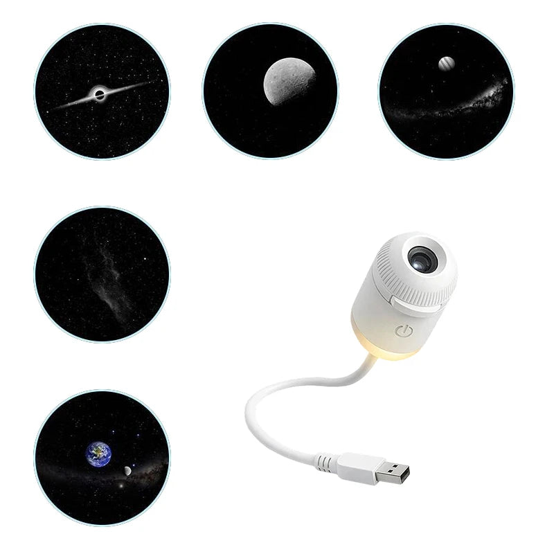Mini Stjernehimmelprojektorlampe USB Bærbar Galaxy Nattlys for Soverom Soveatmosfære Dekor Gave