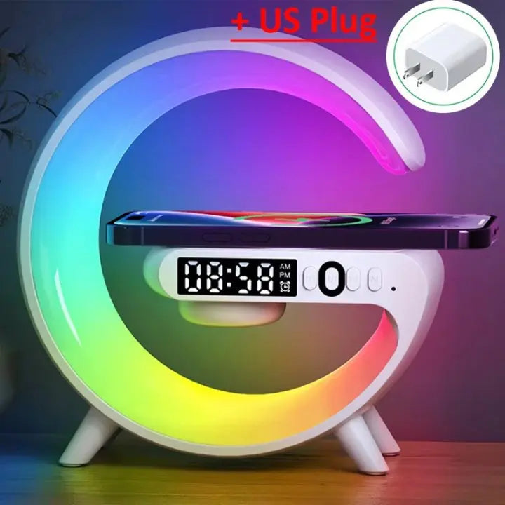 LumaBeat™ Smart G-form LED-lampe med Bluetooth-høyttaler og trådløs lading