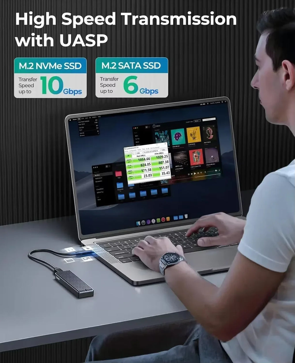 ORICO M.2 NVMe SSD-kabinett – USB-C 10 Gbps