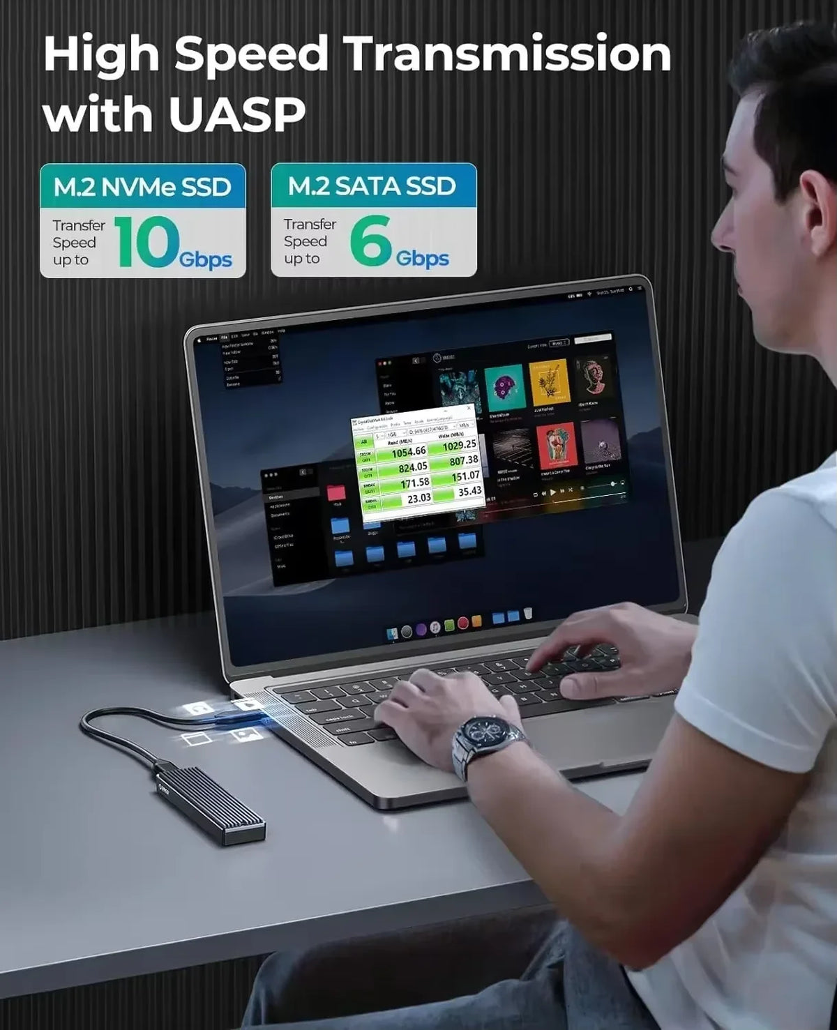 ORICO M.2 NVMe SSD-kabinett – USB-C 10 Gbps