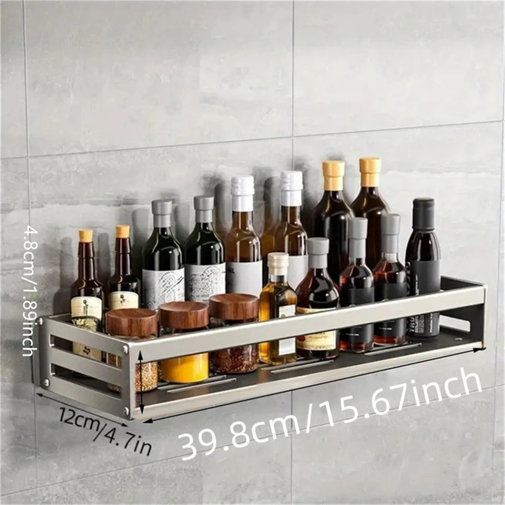 Veggmontert krydderhylle i aluminium – 30–50 cm