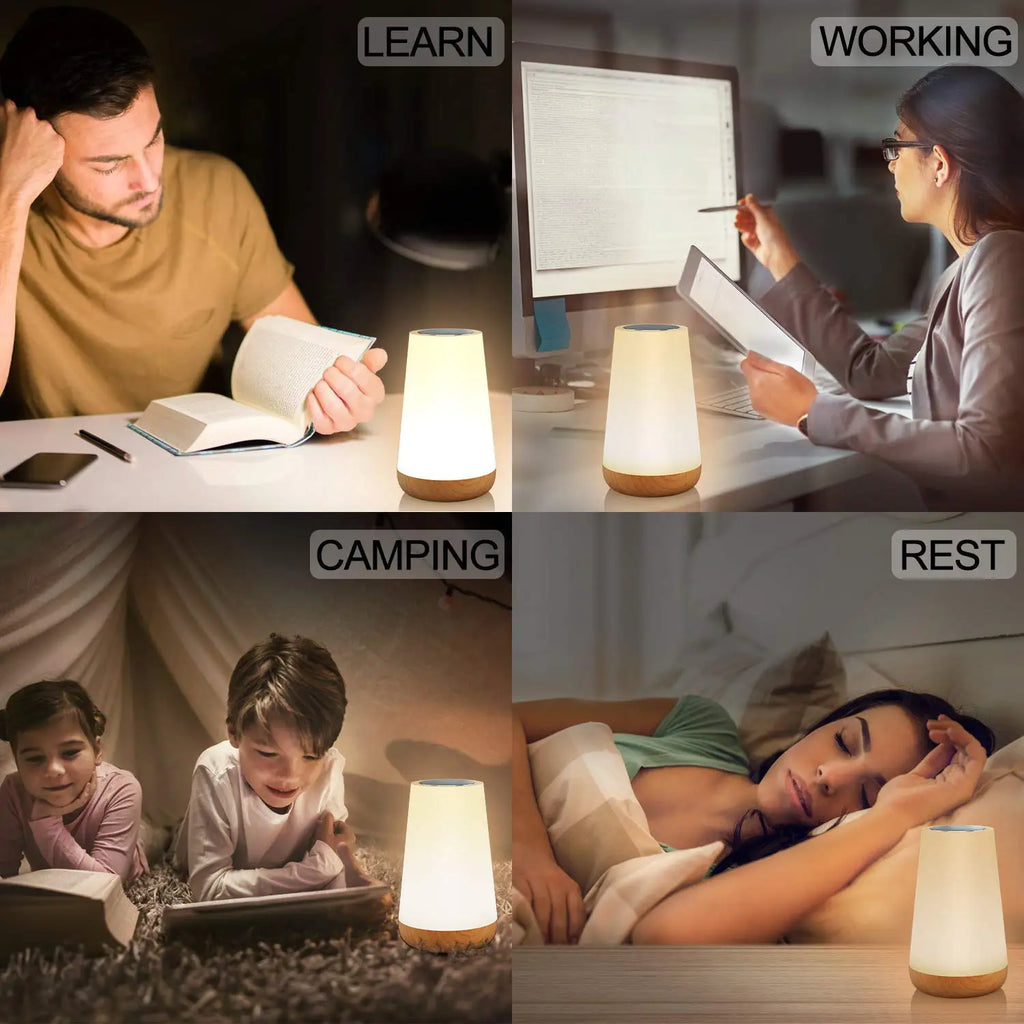 13 fargeendrende nattlampe Fjernkontroll Berøring USB-oppladbar RGB-nattlampe Dimbar lampe Bærbar Bord Nattbordslampe