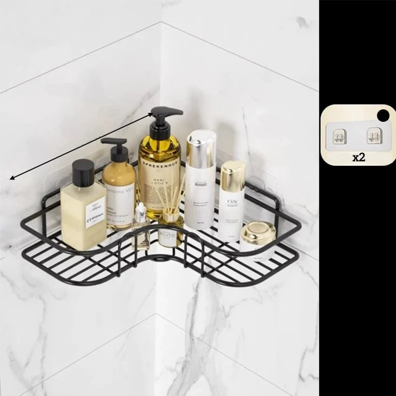 Stainless Steel Corner Shower Rack - Rustproof, Wall-mounted Bathroom Storage Rack for Shampoo, Toner and Cosmetics