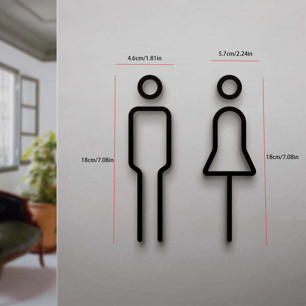 Morsomme baderomsskilt for menn og kvinner Kreative 2D flate toalettdørdekorasjoner Restaurant Hotell Kafe Toalettskilt Veggklistremerke