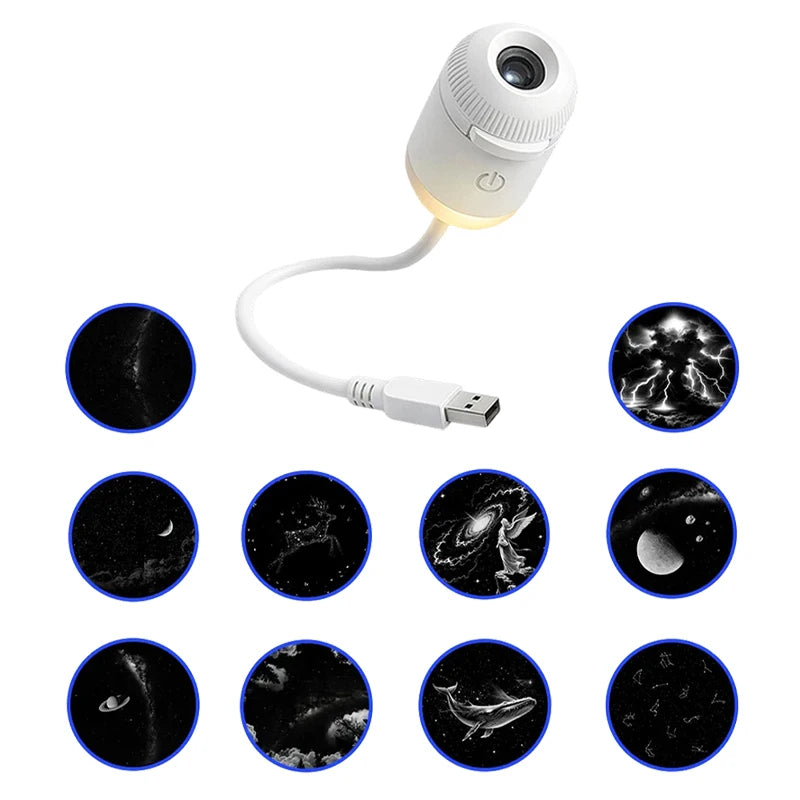 Mini Stjernehimmelprojektorlampe USB Bærbar Galaxy Nattlys for Soverom Soveatmosfære Dekor Gave