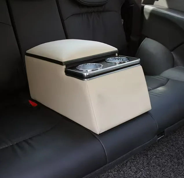 High-Quality Leather Car Rear Center Console Storage Armrest Box with Cup Holders Customizable for Various Models