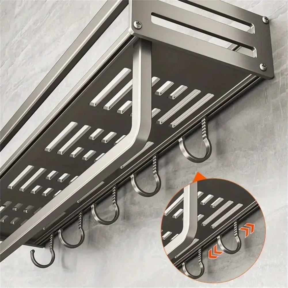 Veggmontert krydderhylle i aluminium – 30–50 cm