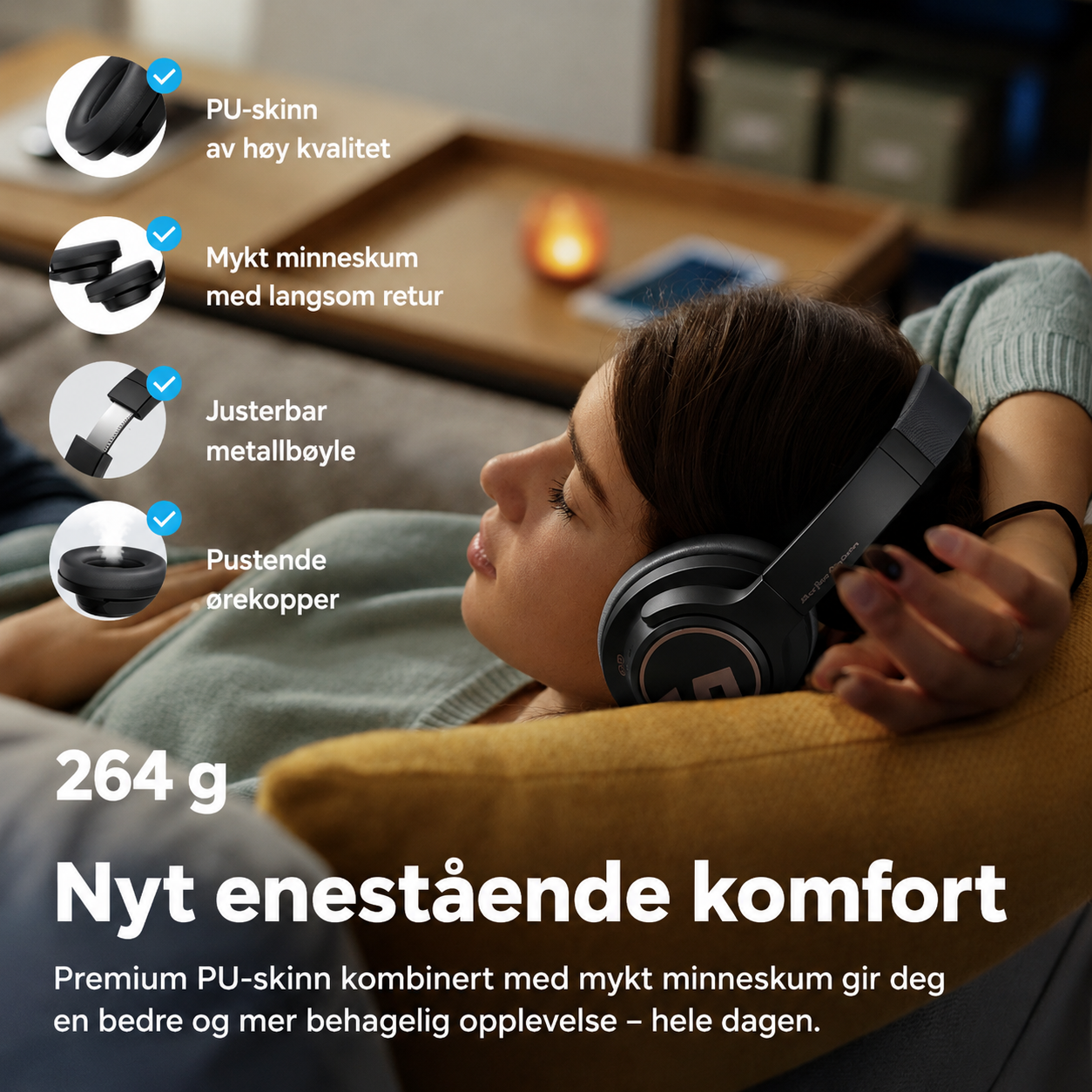 SoundPEATS Space trådløse hodetelefoner med ANC – Bluetooth 5.3