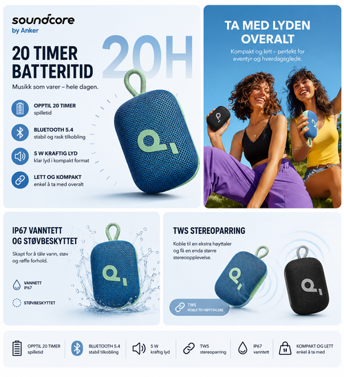 Anker Soundcore Select 4 Go Bluetooth-høyttaler – IP67 vanntett