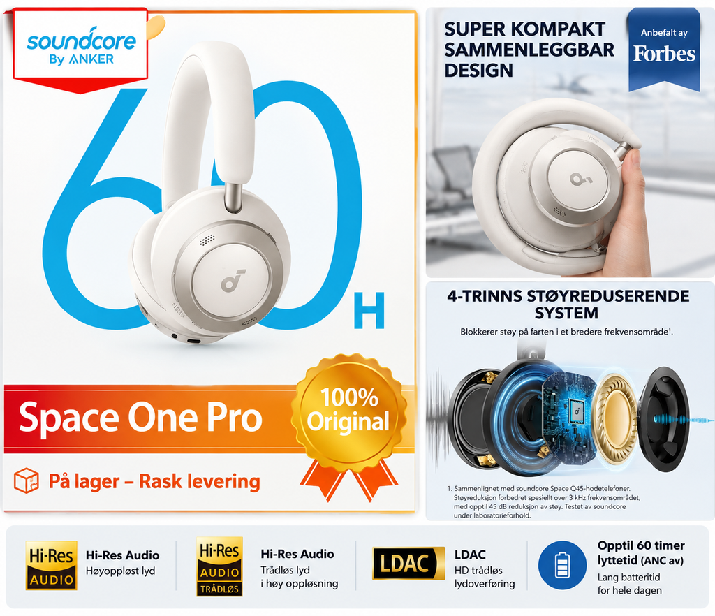 Anker Soundcore Space One Pro – sammenleggbare ANC-hodetelefoner
