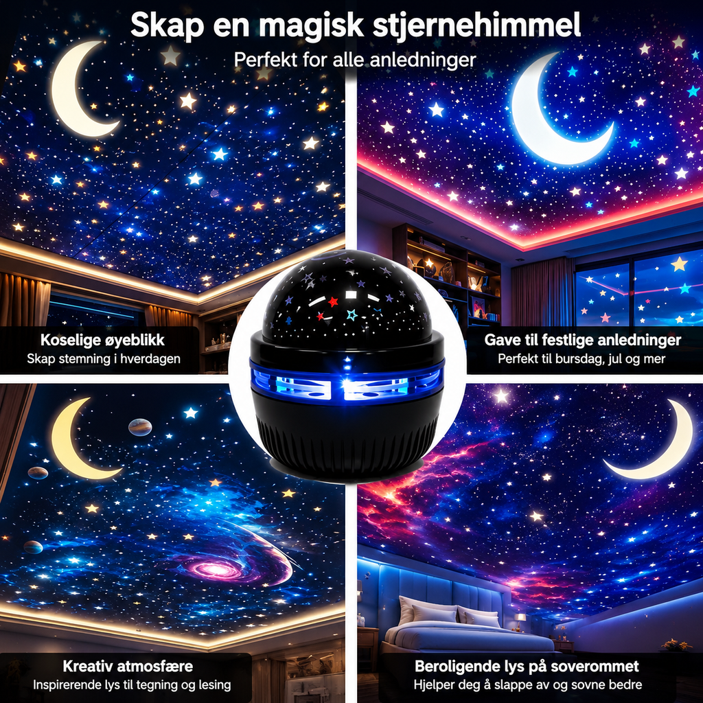 LED Stjernehimmel Nattlys USB Stjerne Måne Projektorlampe 5V for Hjem Rom Atmosfære Dekorasjoner
