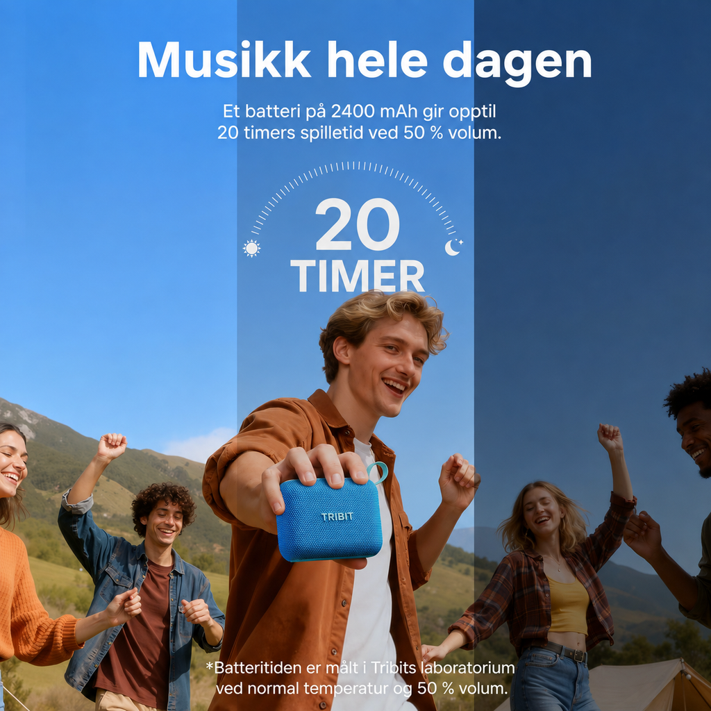 Tribit PocketGo bærbar Bluetooth-høyttaler – IP68 og 20 timers batteritid