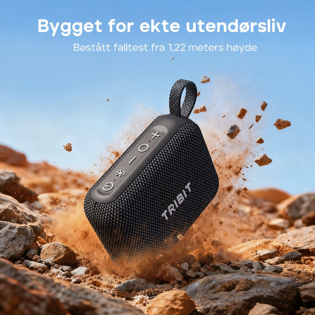 Tribit PocketGo bærbar Bluetooth-høyttaler – IP68 og 20 timers batteritid