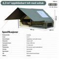 Oppblåsbart campingtelt med soltak – romslig modell for overnatting.
